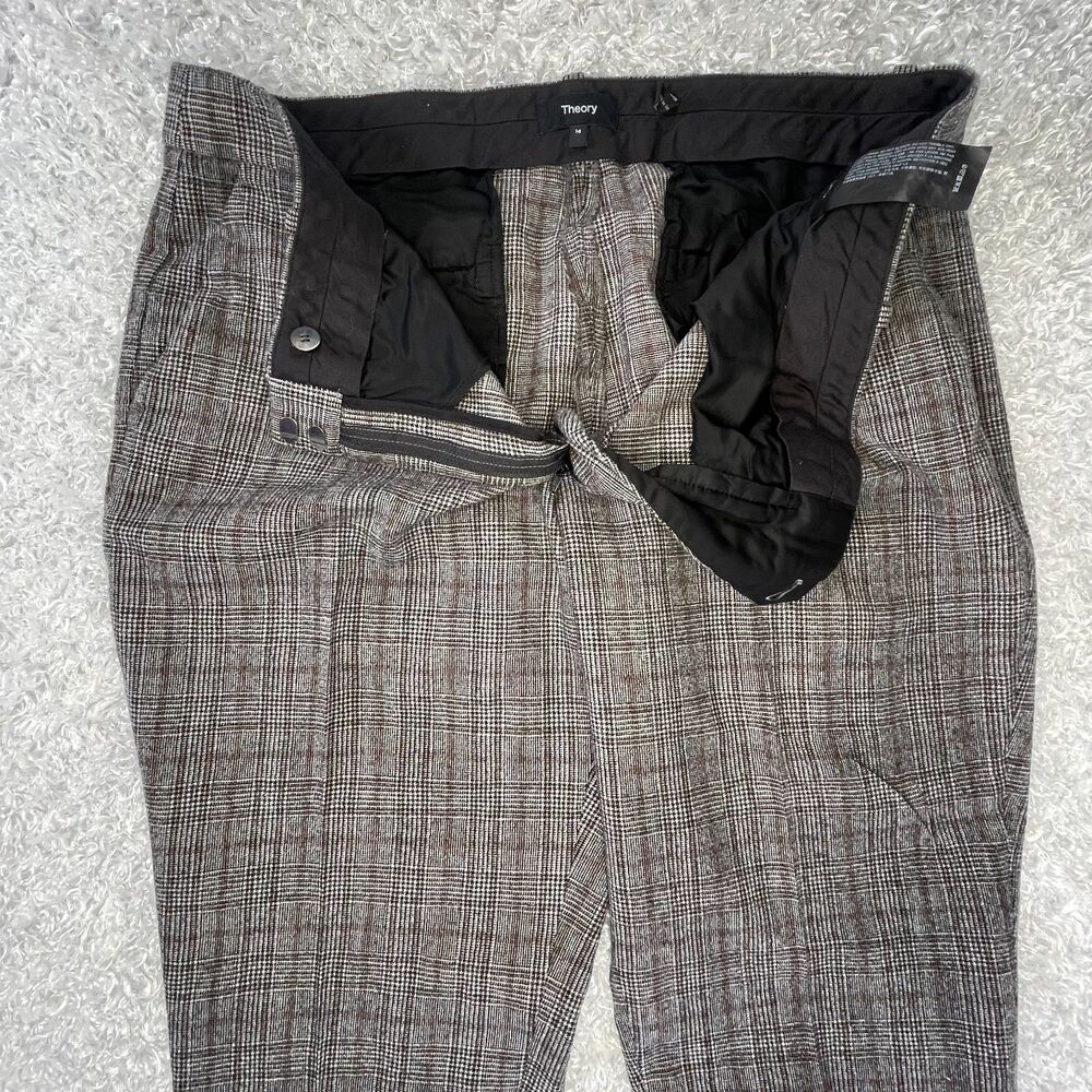 Theory Treeca 2 Maple Traceable Wool Pants 14 Gray Plaid Tapered Crop Trousers - Picture 10 of 14